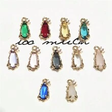 5/10pcs Copper Edged Cubic Zirconia Glass Water Drop Pendant, DIY Earring, Necklace, Bracelet Materials, Jewelry Accessories