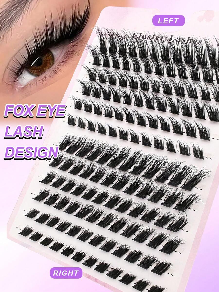 144 PCS C Curl Lash Clusters of DIY Fafting Mi 8/12/14/16/18mm Mixed Fox Eye Oblique Flying Style Single Cluster Mi thích hợp cho các buổi tụ họp tại nhà hoặc người yêu Tiết kiệm thời gian, Du lịch, Chụp ảnh, Trang điểm lễ hội âm nhạc Cụm mi, Cụm mi, Lông mi riêng lẻ, Lông mi, Lông mi giả - C - Xem 1