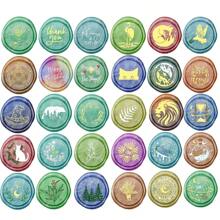 CYFUN DESIGN 1 Con dấu sáp họa tiết Cảm ơn/Chúc mừng sinh nhật/Hoa/Động vật/Cây cối KHÔNG CÓ Tay cầm bằng gỗ, DIY dùng để làm sổ lưu niệm, Con dấu sáp bằng đồng thau dùng để trang trí phong bì thiệp mời đám cưới và gói quà tặng - Vàng - Xem 3