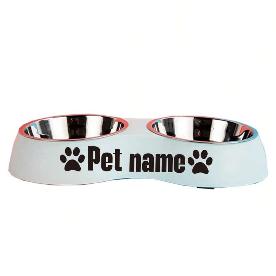 Personalized Integrated Bevel Bowl Pet Bowl, Double Bowl With Custom Name 2 Cat Bowls, Anti-Knocking Cat And Dog Food Bowls And Dog Bowls - Green - View 1