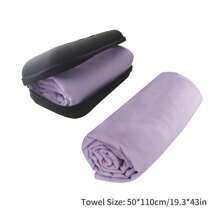 1 pezzo Asciugamano da viaggio in microfibre super morbide e ad asciugatura rapida di colore blu navy con custodia in EVA, design compatto, adatto per campeggio all'aperto, sport, spiaggia, fitness, zaino, trekking e yoga, essenziale da spiaggia ultraassorbente e leggero, torna a scuola