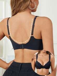 1 Stück nahtlose Spitze Patchwork unterstützender Damenwäsche BH, sexy geflochtenes Lässig Lingerie BH mit Draht für Frauen