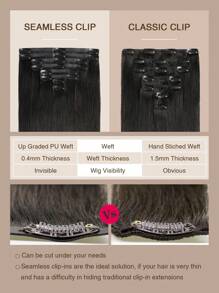 Yilite Extensiones de cabello humano sin costuras para clip, cabello natural negro 1B, extensiones de cabello humano Remy con clips, tejido invisible con piel PU, extensiones de cabello Remy natural, extensiones de cabello humano real con clips, 14-20 pulgadas