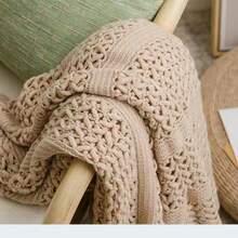 1pc Nordic Style Knitted Throw Blanket, Suitable For Sofa, Nap, Office Rest, Bedspread, Home Decor - الكاكي - مشاهدة 2