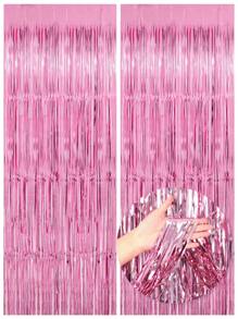 2 Stücke - 1*2m Metallic Folien Fransen Vorhang, Hintergrund Schimmer Quasten Vorhang für Hintergrundwand, Schwarz, Weiß, Gold, Silber, Rot, Pink, Grün, Roségold, Lila, Blau Quaste Vorhang geeignet für Neujahr, Geburtstag, Valentinstag, Hochzeit, Verlobung, Party Hintergrund, Abschluss, Halloween, Junggesellinnenabschied, Jubiläumsdekoration, Erwachsene Satin transparenter Vorhang