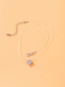 imoli 1pc Fashionable Minimalist Alloy Heart Zirconia Pendant Necklace, Gift For Dates/Parties Valentines - A27-2 Silver - View 8