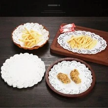 150张炸点心吸油纸蕾丝纸一次性垫厨房烘焙蛋糕纸垫披萨烧烤纸 - 彩色 - 查看 3