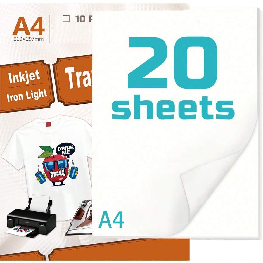 10PCS A4 Heat Transfer Paper For Inkjet Printers - Easy DIY For T-Shirts & Cups - Mother's Day Gift For Creative Projects - White - View 1