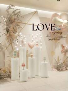 Set de 1/3/4 piezas de Pedestal de cartón portátil y reutilizable, soporte de pilar plegable, accesorios de boda, soporte de columna de exhibición en el piso, caja de pedestal DIY con plato superior redondo, pedestal de cilindro de papel plegable para tarta de boda, flores, decoración para fiestas al aire libre, soporta hasta 20 kg