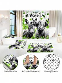 1pc/2pcs/4pcs/6pcs St Patrick's Day Shower Curtain Set With 12 Hooks, Toilet Covers Seat, Bath Mats Non-Slip Rug Carpet, 2 Pieces Ultra-Soft Large Bath Towel, Absorbent Hand Face Towels Washcloths Kitchen Dish Towel, Bathroom Accessories Boy Valentine Heart Valentine Home Bathroom Decor Summer Back To School