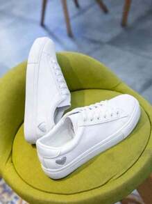 Elegantes Zapatillas Casuales Para Damas, Zapatos Deportivos Beige Con Cordones Para Mujer, Zapatos Deportivos Casuales Para Mujeres Antideslizantes, Zapatos Tenis Cómodos Casuales De Suela Gruesa Para Mujer - Plateado - Ver 7