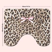 1/4 piezas Juego de baño: Cortina de ducha con estampado de lazo rosa y estampado de leopardo, alfombra de baño, tapa de inodoro en forma de U, cortina de ducha impermeable, cortina de partición de baño de estilo moderno, sin necesidad de perforación, de poliéster lavable a máquina, decoración de otoño para el hogar, accesorios de baño, de vuelta al colegio - Multicolor - Ver 15