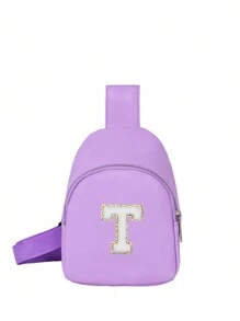 1 件女孩字母印花可爱肩带包，斜挎包，适合日常使用、户外、旅行、徒步旅行、便携、理想礼物 - 紫色 - 查看 54