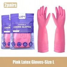 1 双/2 双可重复使用家用清洁手套，橡胶厨房洗碗手套，用于洗碗和清洁任务，灵活持久防滑（中号、大号） - 彩色 - 查看 14