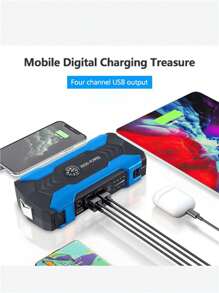 Alimentation de secours multifonctionnelle pour automobile 12V, batterie de démarrage de voiture, chargeur de batterie portable, banque d'alimentation avec éclairage LED - Multicolore - Voir 11