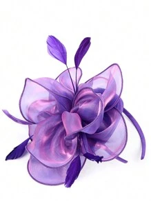 1pc Fascinators Hat Tea Party Headwear Ribbons Feathers On A Headband And A Clip For Girls And Women Halloween