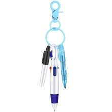 Juego de 4 bolígrafos de enfermera que incluye un resaltador de punta, un marcador permanente, un bolígrafo retráctil y un clip de llavero de enfermería (azul)