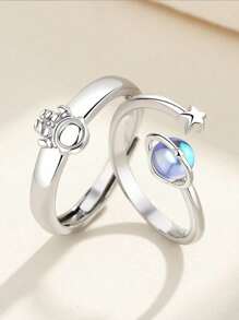 1PC Small Fresh Double Ring Women's Simple Personality Flower Ring Women's Open Ring Jewelry Elegant Halloween