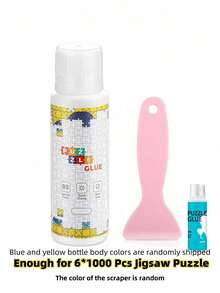 Finego 120 ml klej do układania puzzli z główką gąbkową, aplikator plastikowy skrobak, usuwalne kropki kleju, łatwe w użyciu, przezroczysty, szybkoschnący klej do układania puzzli, bezwonny, odpowiedni do ramy Puzzle Saver do układania puzzli z papieru i drewna składających się z 1000/1500/3000 elementów, malowanie diamentowe, haft krzyżykowy, rozpuszczalny w wodzie specjalny klej do układania puzzli artystycznych