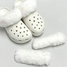 2pcs Cross-Border Hot-Selling Winter Plush Lace-Up Clog, Removable Heel Strap,NewAutumnFashion Gift Ideas, Shoes Accessories - XD-04-white - View 1
