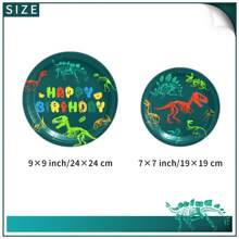 Juego de vajilla descartable de 50 piezas con diseño de dinosaurios, platos, servilletas y decoraciones para fiesta de cumpleaños o baby shower con temática de dinosaurios, para 10 invitados - Juego de cubiertos de esqueleto de dinosaurio - Ver 2