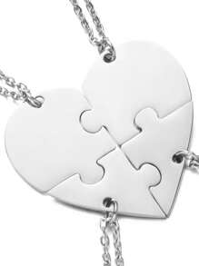 3pcs/4pcs/5pcs/6pcs/7pcs/Set Fashion Gold Plating Stainless Steel Customized Laser Name Letter Puzzled Heart Pendant Necklace For Friend For Family,Gold,Stylish,Colorful,Vintage,Hipster,Simple,Y2k,2000s Fashion,Custom,Personalized,Unique,Ideal Gifts For Him,Ideal Gifts For Her,Her,Boyfriend,Girlfriend,Dad,Mom,Family,Friends,For Anniversaries,For Birthdays,For Graduation,For Prom,For Party,Jewelry Women