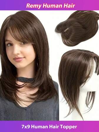 7*9 Hair Piece Hair Pad Hair Root Patch Invisible Seamless One-Piece Thickening Hair Volume Fluffy Top Hair Replacement Female Human Hair Topper Clip In Hairpiece Straight Seamless Wiglet Replacement For Women Hair Loss