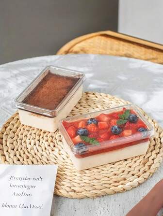 10pcs Clear Rectangular Tiramisu, Soy Milk Box For Baking And Pastry Packaging, Suitable For Baking Packaging And Display (Stickers Not Included)