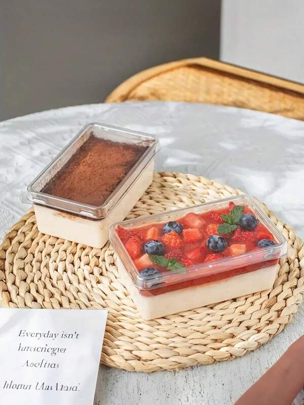 10 peças Tiramisu retangular transparente, caixa de leite de soja para embalagem de panificação e confeitaria, adequada para embalagem e exibição de panificação (adesivos não incluídos)