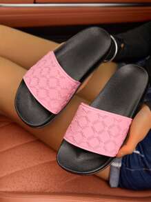 Summer New Fashion Women Slippers, Versatile Comfortable Rubber Sole, Soft Non-Slip Durable Lightweight Casual Walking Cushioned Slippers - Pink Black - View 5