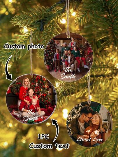 1pc Personalized Christmas Ornaments With Photo - Custom Picture Christmas Ornaments 2024, Multi-Functional, Adjustable, Waterproof, Anti-Mold, Ornamental, Exquisite, Adorable, High-Quality, Modern, Colorful, Custom, Personalized, Unique, Ideal Gifts For Him, Ideal Gifts For Her, Boyfriend, Girlfriend, Dad, Mom, Family, Friends, Son, Daughter, School Students, Office, Tea Room, School, Home