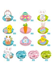 16pcs Easter Hanging Spiral Flower Decor, No DIY Required, Easter Party Rabbit Egg Ceiling Hanging Decorations, Easter Spring Party Supplies Spiral Flower Shiny Foil Ceiling Spiral Flower Decor - 彩色 - 查看 6