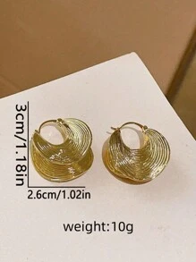 1 Pair Exaggerated Metal Asymmetric Spiral Striped Hoop Earrings, Suitable For Women Everyday Wear - Ear Studs - View 5
