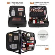 Extra Large Make Up Vanity Case Storage Box Organizer Cosmetic Travel Beauty Bag - Black - View 6