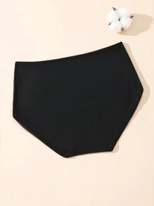 5 Pack Solid Color Swan Embroidery Simple Elegant Soft Cotton High Waist Tummy Control Breathable Briefs Women's Underwear For Daily Wear All Seasons Black Lingerie - 彩色 - 查看 9
