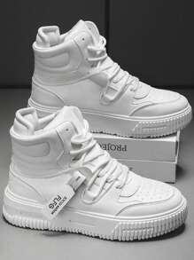 Men's Thick Sole Lace-Up High-Top Casual Sneakers, Versatile Outdoor Sports Shoes Suitable For Campus, Party, Teenage Couples, Fashionable Platform Non-Slip Wear-Resistant Elevated Unisex Leisure High-Top Shoes, Retro Gray Casual Shoes, New 2025 Spring Couples High-Top Shoes