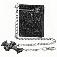 Unisex Gothic Punk Skull Chain Wallet - Bifold Faux Leather Halloween Goth Accessories-Black For Women Wallet Purse Wallet Small Wallet - Black - View 1