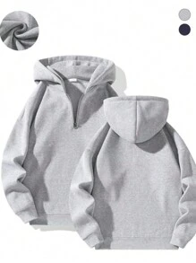 Girlfriend Style Women's Must-Have Sweatshirt Autumn And Winter Women's Half-Zipper Hat Fitness Color Fashion Leisure Sweatshirt, Running, Fitness, Sports, Camping, Participation, Travel. Outdoor Sports Fashion Pullover - Grey - View 2