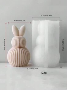 1pc Striped Double Ball Bunny Wax Mold, DIY Easter Rabbit Plaster Home Decor Silicone Mold - White - View 2