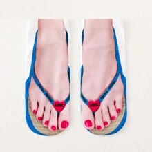 1/4 Pairs 3D Flip Flop Socks, Funny & Novelty Unisex Ankle Socks, Women's Stockings & Hosiery - Multicolor - View 11