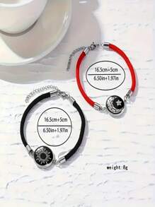 2pcs/Set Holiday Party Gifts Fashion Couple Sun, Moon Boyfriend And Girlfriend Gift, Good Friends Combination Luminous Bracelet Set, Stainless Steel Sweat-Proof And Non-Fading