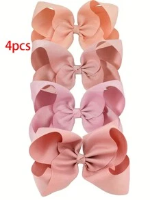 4 件装女孩发饰 - 6 英寸渐变蝴蝶结发夹套装 - 涤纶和铁材质 - 混合颜色 - 适合 3-14 岁儿童的可爱发饰 - 适合日常佩戴和特殊场合 - 送给小女孩的超棒礼物