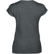 Gildan Ladies Soft Style Short Sleeve VNeck TShirt (Dark Heather) - 100% Cotton - Dark Grey - View 2