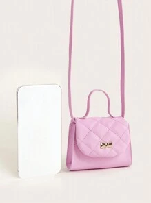 1pc S Cute Bow Decor Shoulder Crossbody Bag, Mini Bag For Outfit Matching