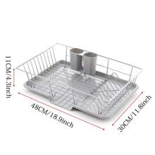 Living And Home Premium Dish Drainer Rack,Over Sink Kitchen Dish Rack With Tray, Metal-Plastic Hybrid, Stylish And Versatile Countertop Dish Drying Rack For Effortless Organization - Silver & Grey - View 8