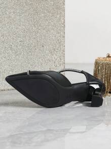 Women's Studded Mid-Heel Pointed Toe Sandals, Slip-On Dress Shoes For Daily Wear