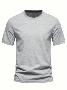 5pcs/Set Men's Casual Solid Color All-Match Slim Fit Short Sleeve T-Shirts, Summer - Multicolor - View 6