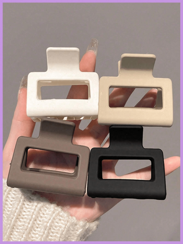 4pcs/Set Matte Square 4cm Hair Claw Clips, Elegant Ponytail Hairstyle Hairpin, Multiple Colors Available
