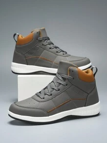 Men's High Top Super Light Sneakers, Casual Outdoor Sports Business Shoes, Plus Size - Grey - View 3