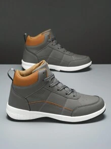 Men's High Top Super Light Sneakers, Casual Outdoor Sports Business Shoes, Plus Size - Grey - View 5